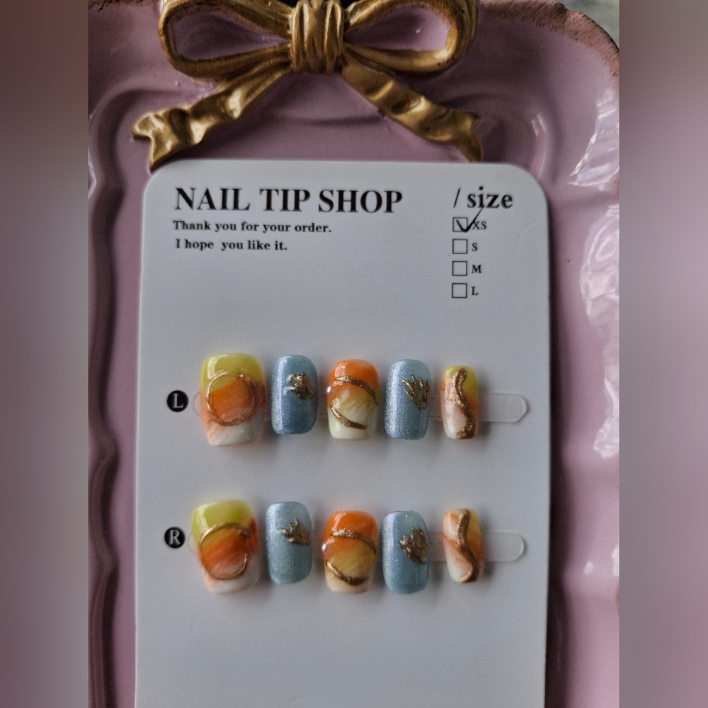 Colorful Press-On Nails Size XS Extra Small
